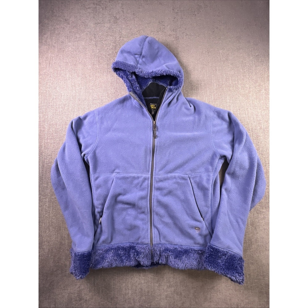 Mountain Hardware Fleece Jacket Women's L Deep Pile‎ Sherpa Cuffs Lining Blue